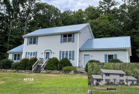 Corrugated Metal Roofing, Andersen Windows and Door Replacement. Riley Project in Hinsdale, NH