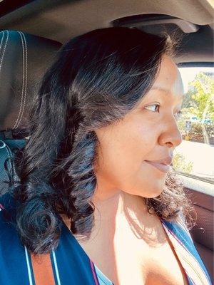 Blowjito and press - a blow out, flat iron and curl. I also did the scalp detox treatment initially!