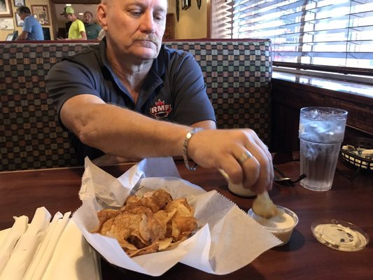 They gave us free chips and a dip which we don't get in Canada.