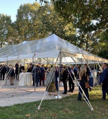 Tent on the giant concrete pad at Polo Barn