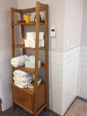 Joe also installed an in-floor heating system (thermostat on the wall) underneath the tile, which will be amazing in the winter :D