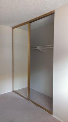 10X12 Bedroom. Mirrored closet is huge. 6.5ftX2.5ft