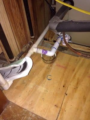 Leaking condensate drain install by Ground Up.