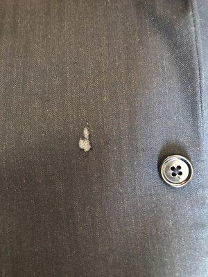 Obvious damage in front of jacket.