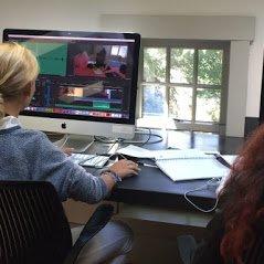 girls editing their films at socapa summer camp