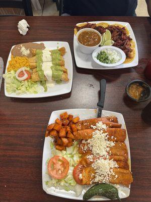 Tacos al pastor, enchiladas and flautas