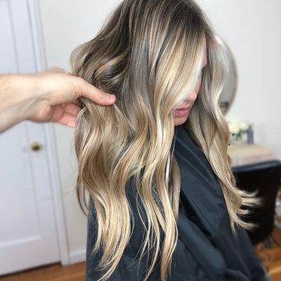 Balayage with Shadow root and point Cut by Shlomi Mor