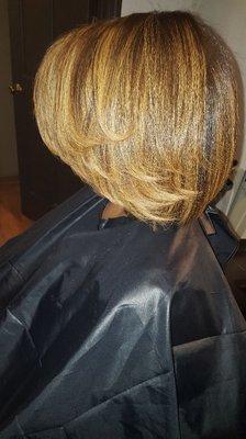 Highlights and Lowlights. Cut, and Blowdry with a Silkpress