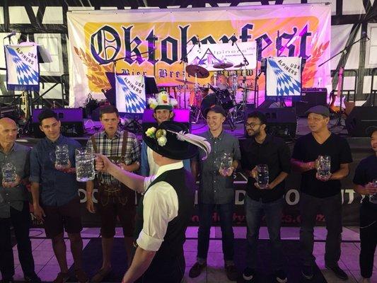 Beer stein holding contest