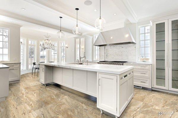 When it comes to timeless style, you can't beat marble floor tiles, which can instantly elevate the sophisticated feel.