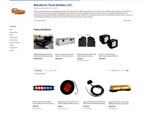 Check out our eBay store for all of our aftermarket accessories! Floorliners, mudflaps, tow hitches, truck boxes, lights and more available!