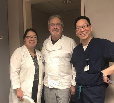 Our doctors, Dr. Jennifer Sung, Dr. Arthur Allen & Dr. So take time out to celebrate a birthday