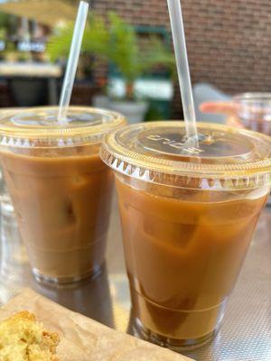 Iced blackberry vanilla latte & iced americano w/ almond milk