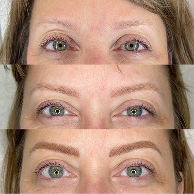 Microblading with soft shading