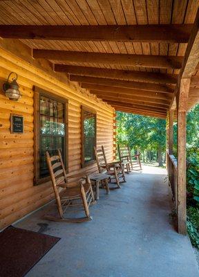 Rocking chairs outside Chow Hall