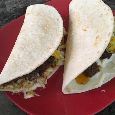 Breakfast steak wraps