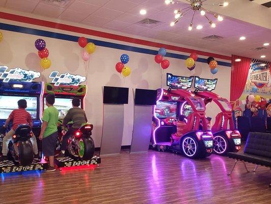 Full Arcade and Movie Theater for families to enjoy while being seen by the dentist/