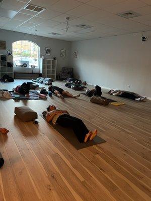 Savasana during our first class in our new studio!