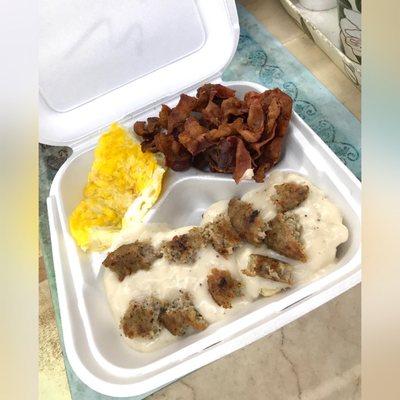 Bacon & Eggs, with Sausage Biscuits & Gravy ($3.98)