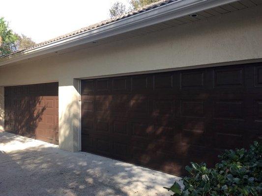 Two new garage doors in Flagler Beach, Florida, installed by American Overhead Door Service.