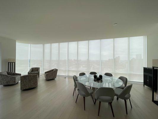 Custom roller shades can fit any size, shape, or wall of windows!