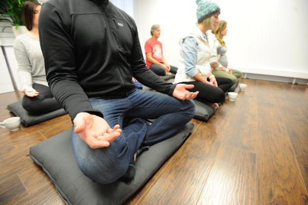 Guided meditation class in session