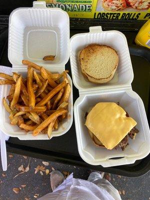 Cheeseburger and fries