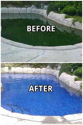 This pool was a wreck when I got there. With a lot of work, I got it looking gorgeous again.