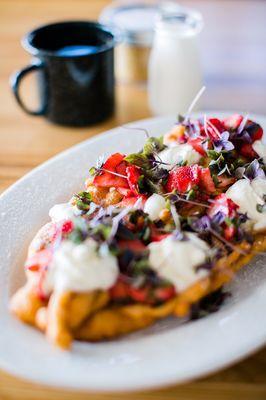 Strawberry shortcake funnel cake. Photo by ann coen