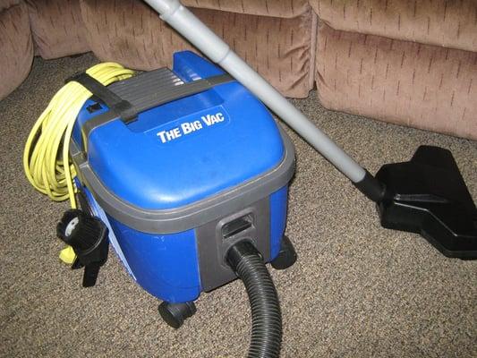 Our Vacuum, The Big Vac, has a filtration system that traps mold spores, bacteria, pollen, odors, dust mites, and fine dust.