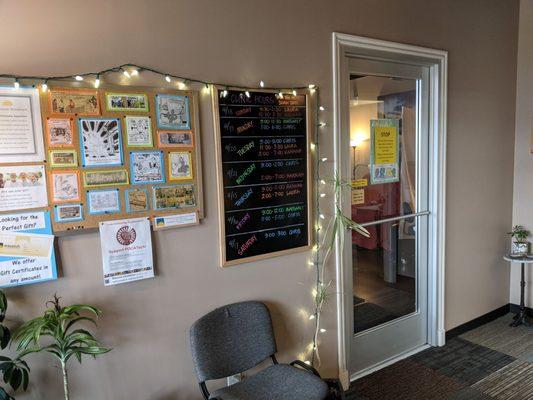 Through the main door to the left and the entrance into the acupunture sanctuary