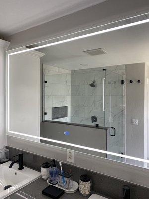 LED mirror with defogger