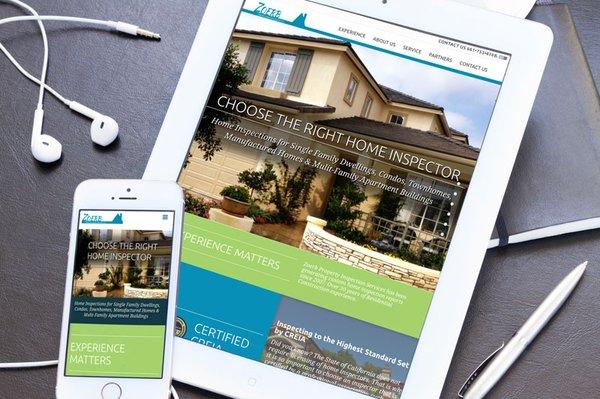 Brochure, Business Card, and Website all working together to provide a cohesive fresh look.