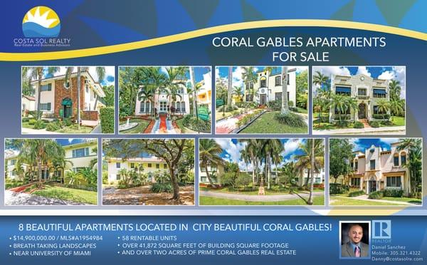 8 Coral Gables Apartments for Sale!!!