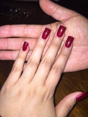 Red shiny nails for xmas