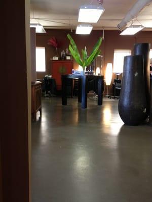 Looking from the waiting area into the main salon.