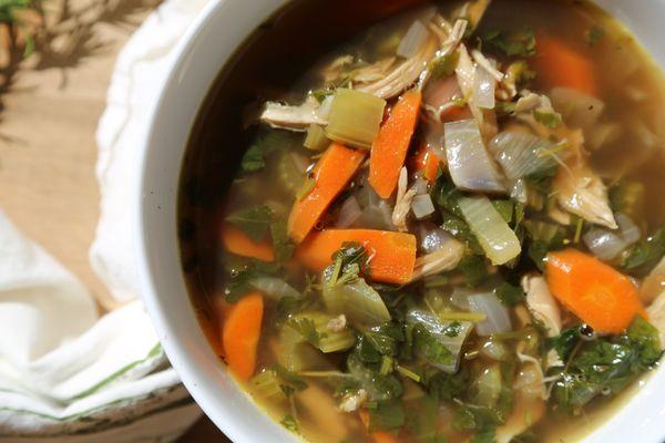 Bone broth chicken soup