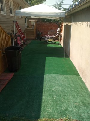 Artificial turf down, looks good as new.