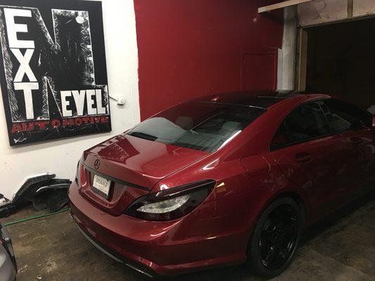 Smoked taillights blacked out letters and black roof gloss painted Wheels and painted brakes