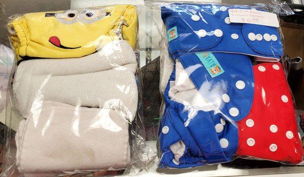 Minion and other assortment of cloth diapers. I can't get over how cute the Minion one is!