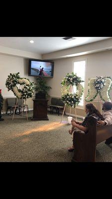 Viewing service  in the chapel room.