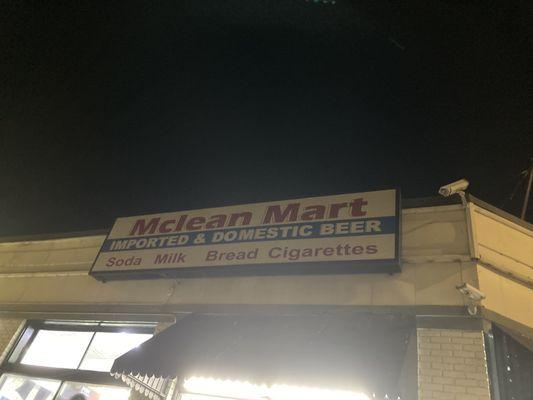 current signage on building: McLean Mart