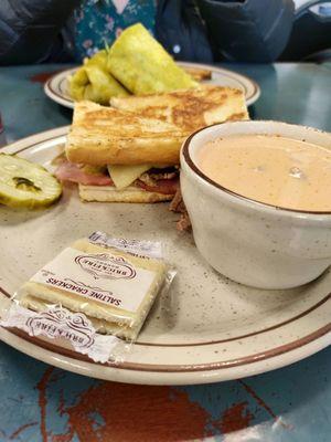 Cubano sandwich with Tomato bisque