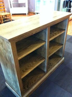 Solid Oak Bookcase with a walnut stain, locally made by Carl Allens