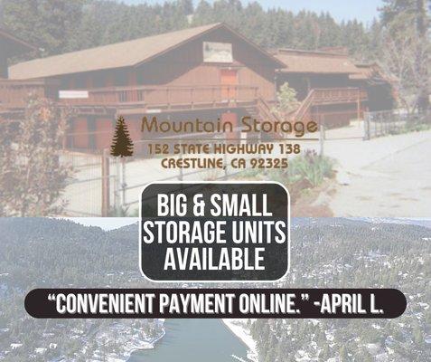 Storage Units Available today! Small and Larger Units Available. Certified U-Haul Rental Center. Check out our website for special deals!