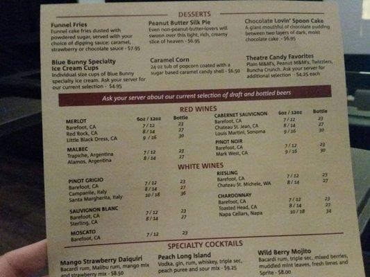 Desserts & Drinks Menu