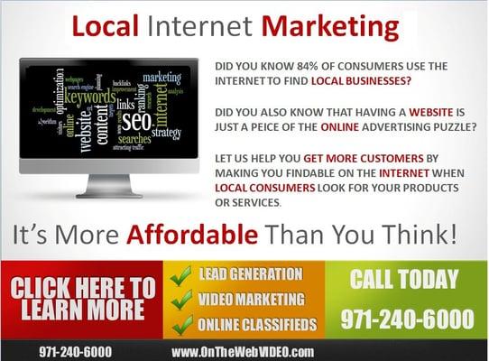 Local Internet Marketing Services Call OnTheWebVIDEO.com 971-240-6000