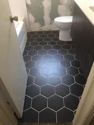 Hexagon bathroom floor