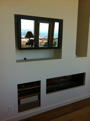 Mirror/HDTV in-wall installation.