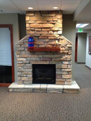 Fireplace in the second floor lobby